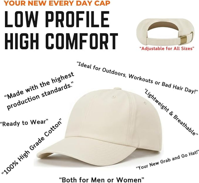 Stitch and Bill Mens Athletic Deep-Crown Baseball Cap 100% Soft Cotton Unstructured Dad Hat Outdoors Adjustable
