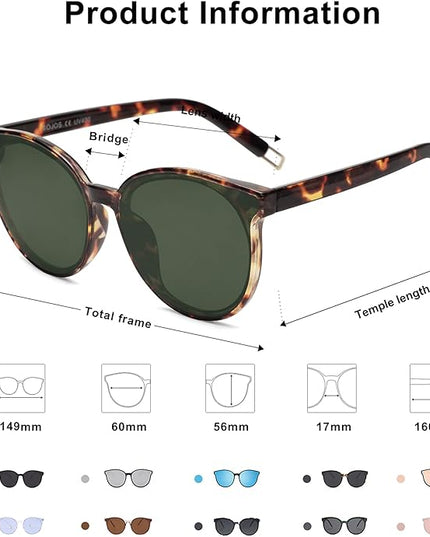 SOJOS Fashion Round Sunglasses for Women Men Oversized Vintage Shades SJ2057