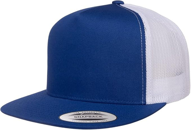 Yupoong 5-Panel YP Classic Trucker Cap | High Profile Flat Visor Snapback | OSFM | Bulk Packs Available