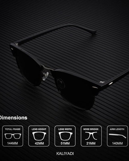 KALIYADI Sunglasses Men Polarized Sunglasses for Men Women Unisex Semi-Rimless Frame Retro Driving Sun Glasses UV Blocking