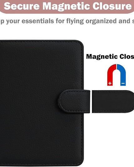 HOTCOOL Passport Holder Travel Essentials Airplane & Cruise Essentials Ship Leather Wallet Cover Case RFID Blocking Women & Men Vacation Travel Accessories Gifts Deals, Litchi - Black