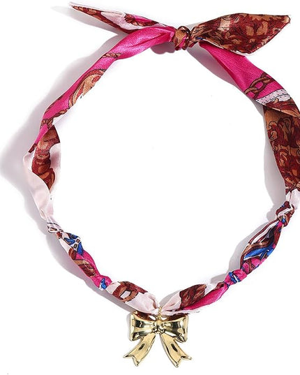 HETICA Scarf Necklace for Women Silk Western Charm Necklaces Fashion Accessory Jewelry Gift