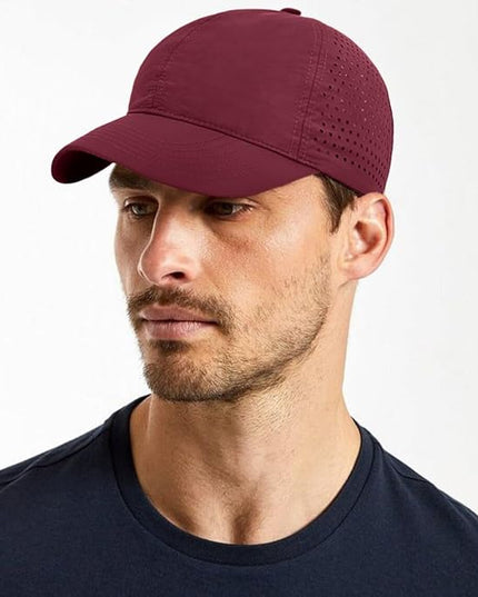 Xinveen Quick Dry Baseball Cap Curved Brim Snapback Hat Laser Cut Mesh Ball Cap Golf Ball Cap for Men Women