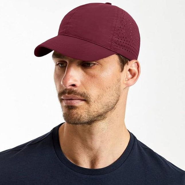 Xinveen Quick Dry Baseball Cap Curved Brim Snapback Hat Laser Cut Mesh Ball Cap Golf Ball Cap for Men Women