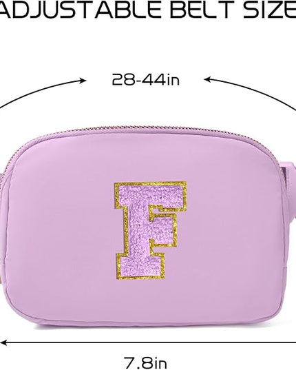 Gitus Gifts for 8 9 10 11 12 Year Old Girls Belt Bag Fanny Pack Crossbody Bags with Initial Letter Patch Cute Stuff Birthday Gifts for Teen Girls Women Personalized Trend Stuff (Lavender-F)