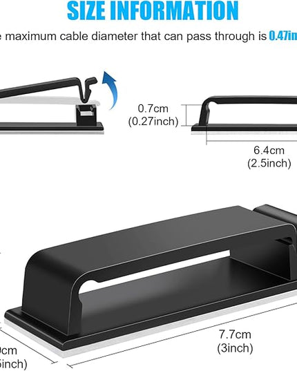 XHF 40 PCS Self Adhesive Cable Clips(XL) Black,Wire Clips Cable Management Wire Organizer Cord Holder for Under Desk, Car, Wall, TV PC Ethernet Cable