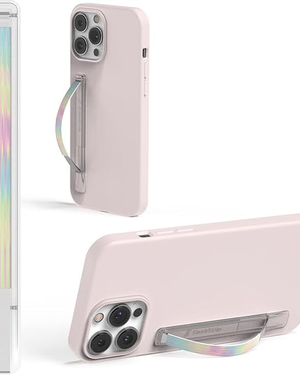SleekStrip SleekGrip-Essential Ultra Thin Phone Grip Stand,Slim Metal Finger Loop Ring Hand Holder Strap Cell Phone Grips for iPhone 16 Pro Max,17 Air,Android,Case Back - Frosted x Iridescence