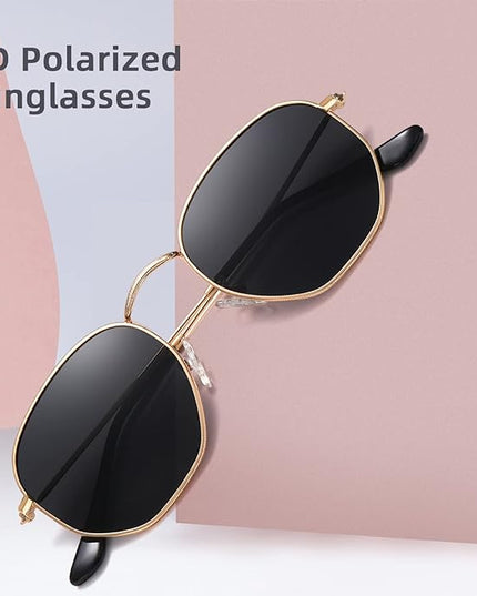MEETSUN Polarized Hexagon Sunglasses for Women Men Polygon Square Sun Glasses UV400 Protection Metal Frame
