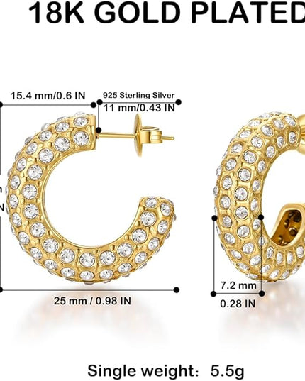 18K Gold Plated Chunky Hoop Earrings for Women Fashion Thick Gold Hoops Set Jewelry for Birthday Christmas Gifts