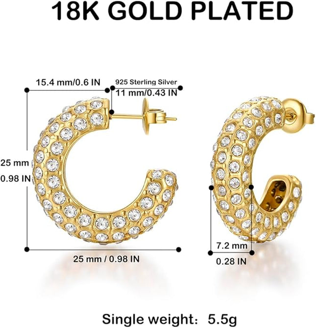 18K Gold Plated Chunky Hoop Earrings for Women Fashion Thick Gold Hoops Set Jewelry for Birthday Christmas Gifts