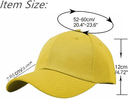 Glory Max Plain Baseball Cap Hook & Loop Strap Adjustable Solid Blank Curved Visor Hat