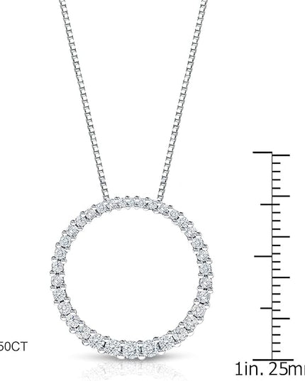 Diamond Wish 1/6 to 1 Carat Diamond Circle of Life Round Pendant Necklace for Women in 14k Gold (I1-I2, cttw) on 18 Inch Long Chain with Spring Ring Clasp
