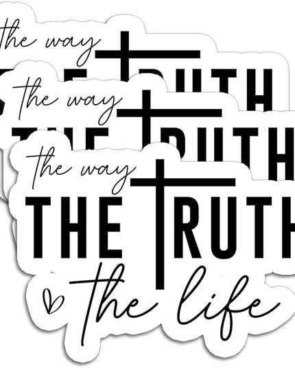 (3Pcs) Jesus The Way The Truth The Life Sticker, Christian Religious Faith Sticker, Cross Stickers, Waterproof Vinyl Decals for Books Laptops Phones Tumblers Water Bottles, 3 x 2.2 Inch