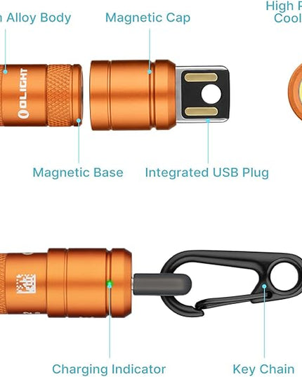 OLIGHT IMINI 2 EDC Rechargeable Keychain Flashlight, 50 Lumens Compact and Portable Mini LED Keyring Lights with Built-in Battery Ideal for Everyday Carry and Emergencies (Orange)