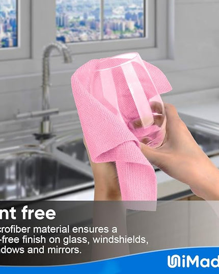 Microfiber Cleaning Cloth, 10 Pack Reusable Microfiber Towels for Cars Lint Free Cleaning Shop Towel Rags for Home Kitchen Automotive Bar Mechanic Restaurant Garage, 11.5"x 11.5", Pink