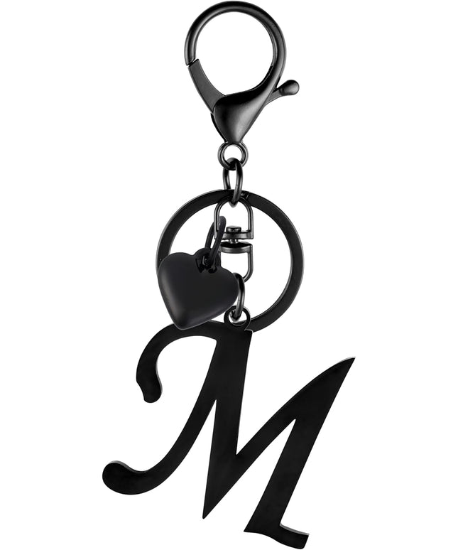 A-Z Heart Initial Letter Keychain, Stainless Steel Alphabet Charm for Handbags, Gift for Women and Girls