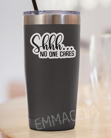 (3PCS) Shhh..No One Cares Sticker, Funny Sarcastic Stickers - Waterproof Vinyl Decal for Laptop, Tumbler, Water Bottle, Scrapbook 3" x 2.7 "