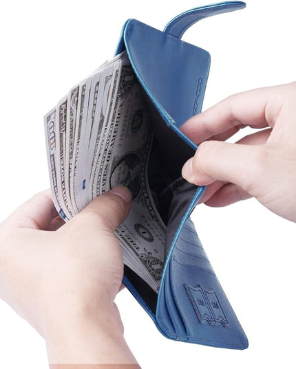 Passport Holder Cover Wallet RFID Blocking Leather Card Case Travel Accessories for Women Men (Blue)