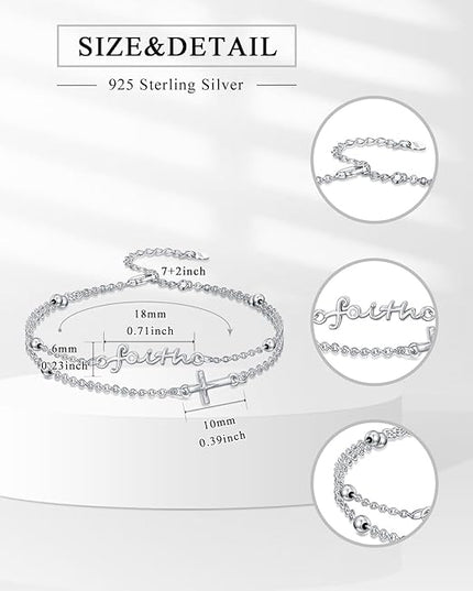 Dorunmo 925 Sterling Silver Infinity Heart Cross Circle Evil Eye Anklet Bracelets for Women Mother's Day Jewelry for Wife Girlfriend Mom Her
