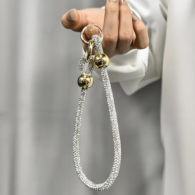 Glitter Phone Wrist Strap for Women Men - Sparkling Rhinestone Design Phone Bracelet Keychain, Anti-Lost Cellphone Lanyard for Mobile, Bag & Key Accessories (Z-Silver)