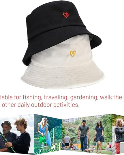 Cotton Bucket Hat for Women Men Summer Travel Sun Beach Bucket Cap, Unisex Outdoor Fisherman Hat