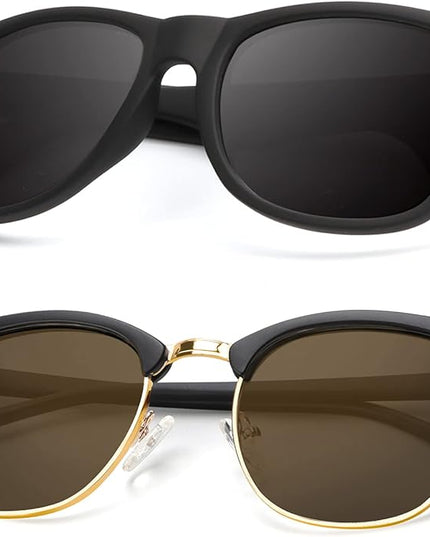 KALIYADI Polarized Sunglasses for Men and Women Semi-Rimless Frame Driving Sun glasses UV Blocking