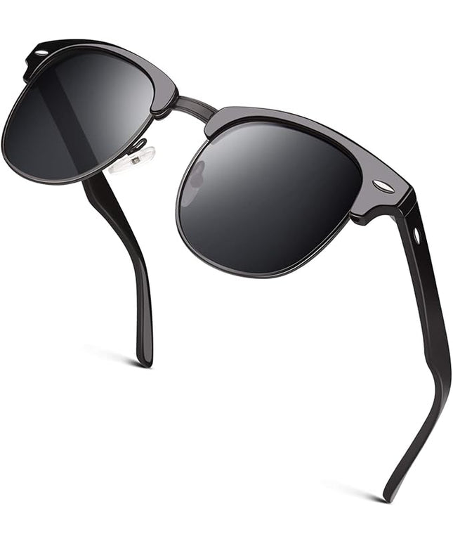 GQUEEN Classic Horn Rimmed Semi Rimless Polarized Sunglasses for Men Women GQO6