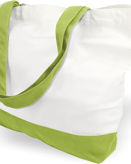 TOPDesign 1-Pack Super Strong Large 12oz Cotton Canvas Tote Bag, Reusable Grocery Shopping Cloth Bag, Fashionable Two-Tone Tote for Crafts, DIY Your Creative Designs