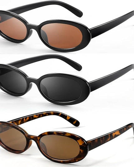 DANAMY Sunglasses Womens Retro Oval Sunglasses for Women Men Fashion Small Oval Sun Glasses 90s Vintage Driving Shades