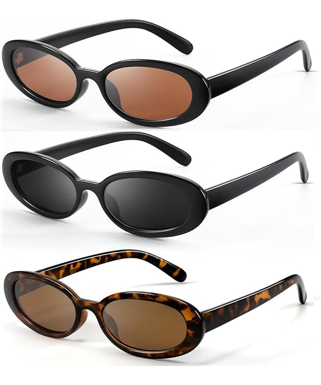 DANAMY Sunglasses Womens Retro Oval Sunglasses for Women Men Fashion Small Oval Sun Glasses 90s Vintage Driving Shades