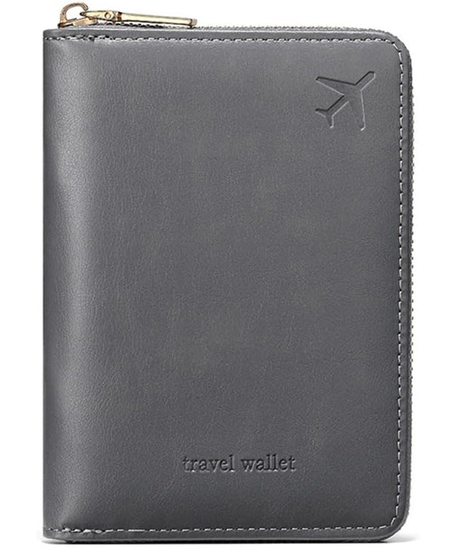 Passport Holder for Travel Women and Men RFID Passport Holder with Card Slots Holder Passport Case Passport cover Passport Wallet Travel Essentials and Accessories (Short Zipper, SZ-Grey)