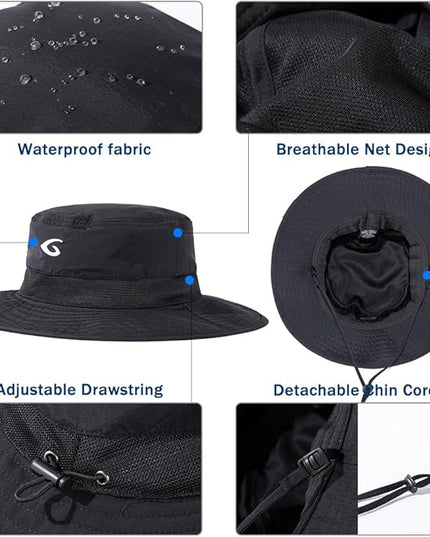 Oversized XL XXL Waterproof Sun Hat for Big Heads Mesh Bucket Hat Wide Brim Adjustable Packable Hiking Beach Fishing