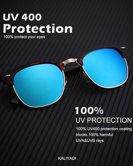 KALIYADI Polarized Sunglasses for Men and Women Semi-Rimless Frame Driving Sun glasses UV Blocking