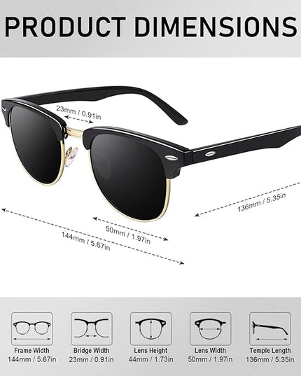 GQUEEN Classic Horn Rimmed Semi Rimless Polarized Sunglasses for Men Women GQO6