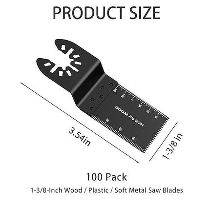 100Pcs Oscillating Tool Blades Professional Universal Oscillating Saw Blades Wood Multitool Blades Compatible with Dewalt, Milwaukee, Ryobi, Rockwell, Bosch