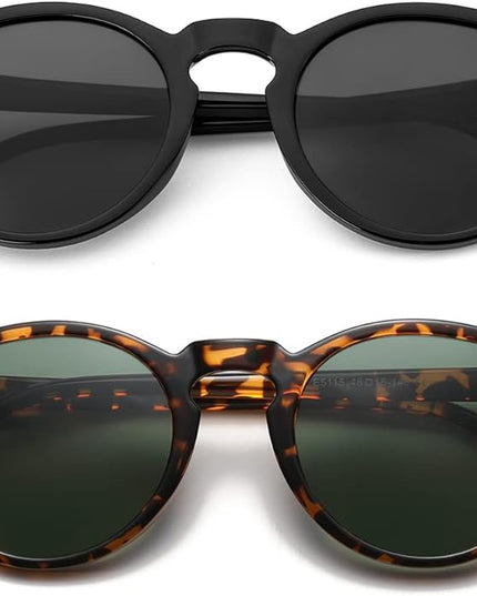 Gleyemor Vintage Polarized Sunglasses for Men Round Sunglasses UV400 Protection Retro Hand-crafted Acetate Frame