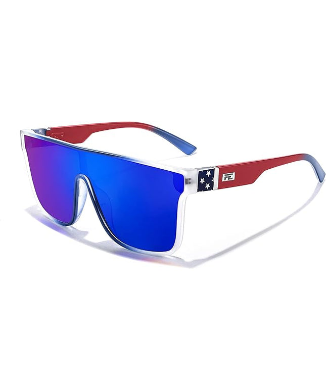 FEISEDY Sunglasses for Women Men, Fashion Mirrored Single Lens, Driving Beach Sunnies UV400 Shades B2996