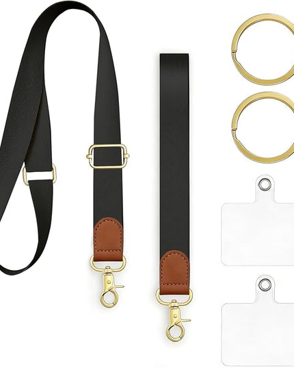 Black Adjustable Phone Lanyard Crossbody & Wrist Strap – Universal Neck Strap for iPhone Android, Keys & Wallets