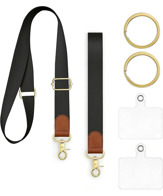 Black Adjustable Phone Lanyard Crossbody & Wrist Strap – Universal Neck Strap for iPhone Android, Keys & Wallets