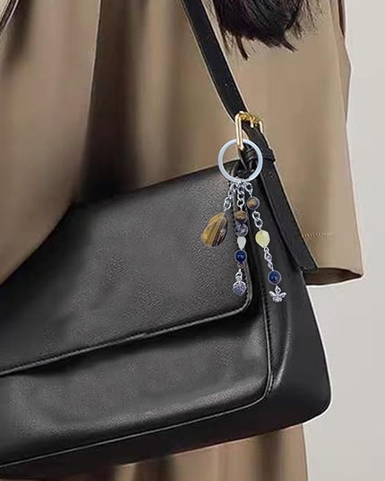 Cute Crystal Keychains Boho Key Rings for Car Keys Kawaii Bag Accessories Charms Bling Healing Teardrop Keyring Handmade