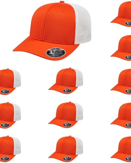 Cap America i8502 Flexfit 110 Premium Mid Profile 6-Panel Mesh Back Trucker Cap Hat w/UV Guard & Adjustable Snapback