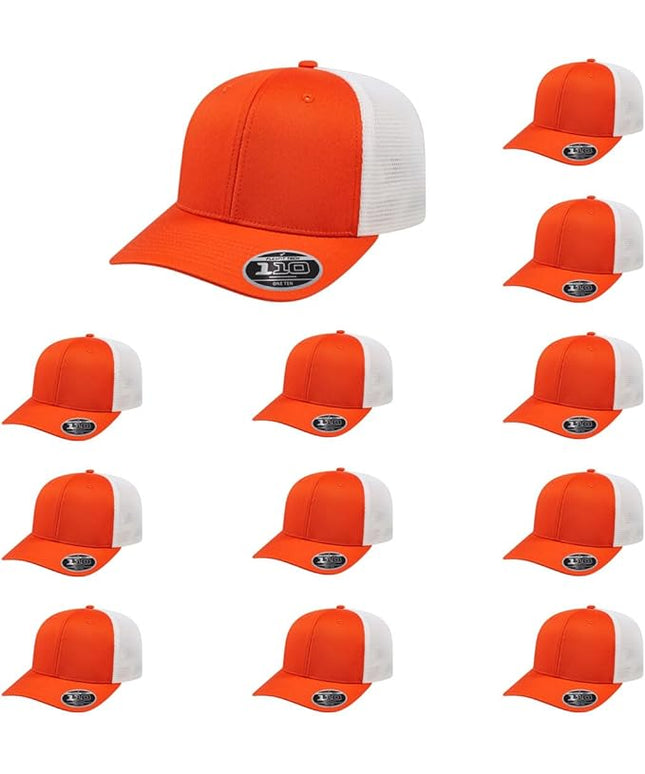 Cap America i8502 Flexfit 110 Premium Mid Profile 6-Panel Mesh Back Trucker Cap Hat w/UV Guard & Adjustable Snapback
