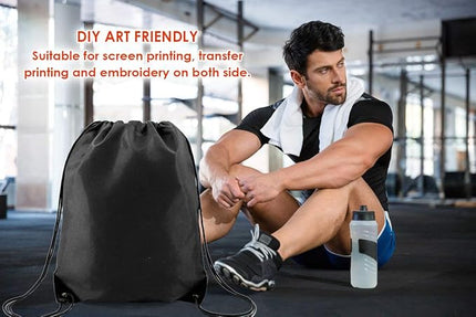BeeGreen Drawstring Backpack Bags 20,30,50 Packs Reflective String Bags for Gym Sport Trip Cinch Sack DIY for Women Men