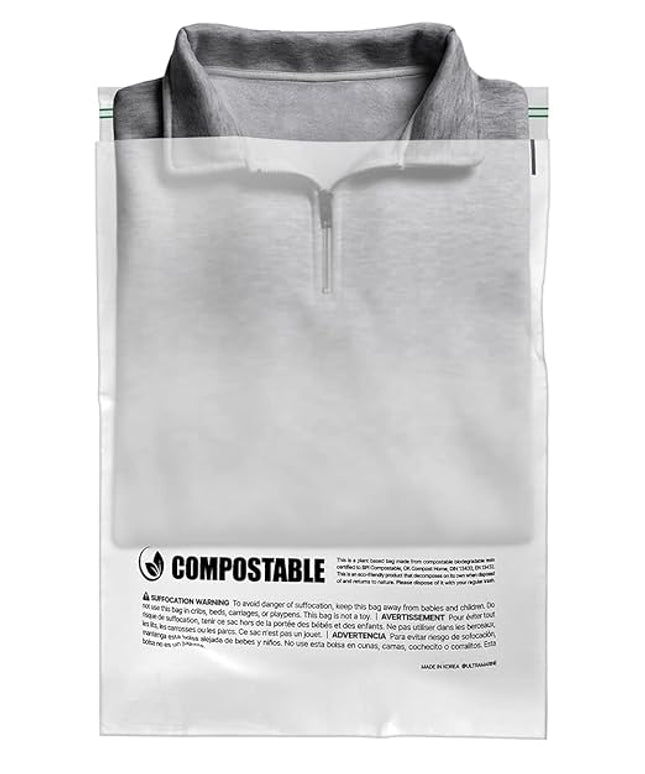 Eco Friendly Clear Poly Bags with Suffocation Warning - 6" x 9" (100 Count) - Strong Self Seal - Biodegradable Premium Frosted Bag for Packaging (6 x 9)