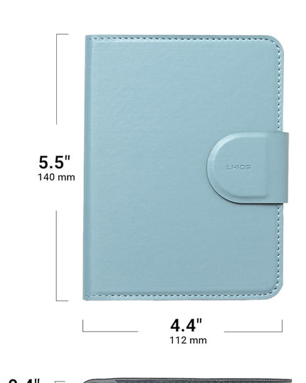 LHiDS Leatherette Passport Holder with RFID Protection, Premium PU Leather, Snap Button Closure, Travel Passport Wallet Cover for Passport, Boarding Passes, Business Cards, Cash (Water Blue)