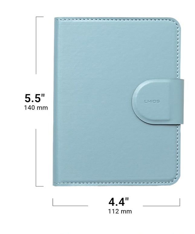 LHiDS Leatherette Passport Holder with RFID Protection, Premium PU Leather, Snap Button Closure, Travel Passport Wallet Cover for Passport, Boarding Passes, Business Cards, Cash (Water Blue)