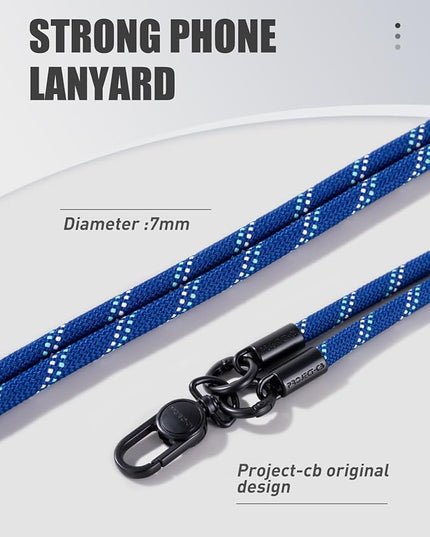 project-cb Phone Lanyard×1,Phone Tether Tab×2,Cell Phone Lanyards for Around the Neck,Rope Lanyard,Universal Adjustable Phone Strap Crossbody,Cell Phone Chain(Blue)