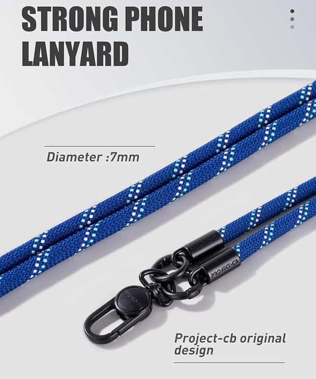 project-cb Phone Lanyard×1,Phone Tether Tab×2,Cell Phone Lanyards for Around the Neck,Rope Lanyard,Universal Adjustable Phone Strap Crossbody,Cell Phone Chain(Blue)