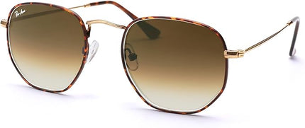 Pro Acme Small Square Sunglasses for Women Men 100% Real Glass Lens Hexagonal Frame