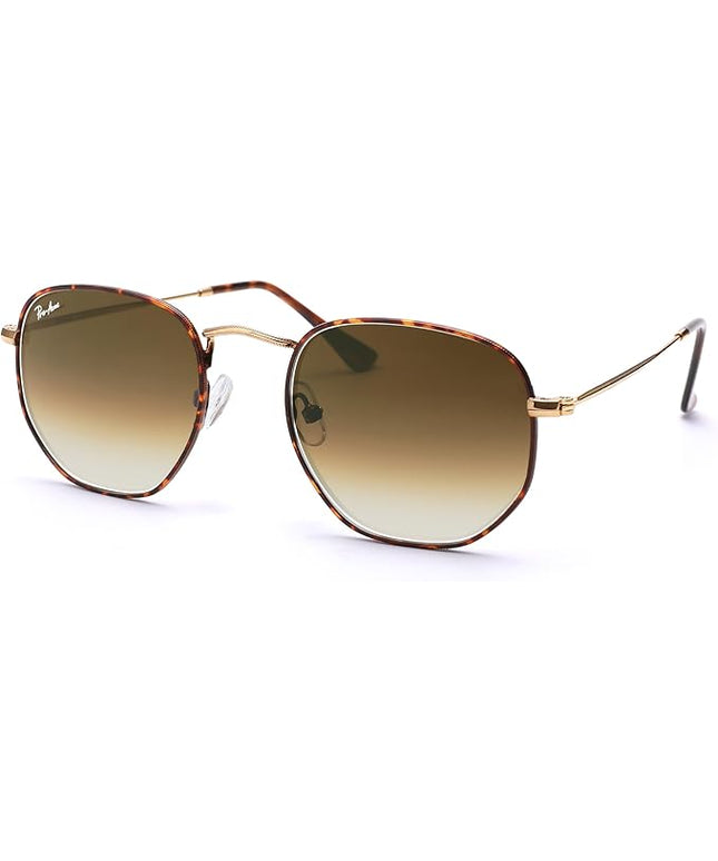 Pro Acme Small Square Sunglasses for Women Men 100% Real Glass Lens Hexagonal Frame